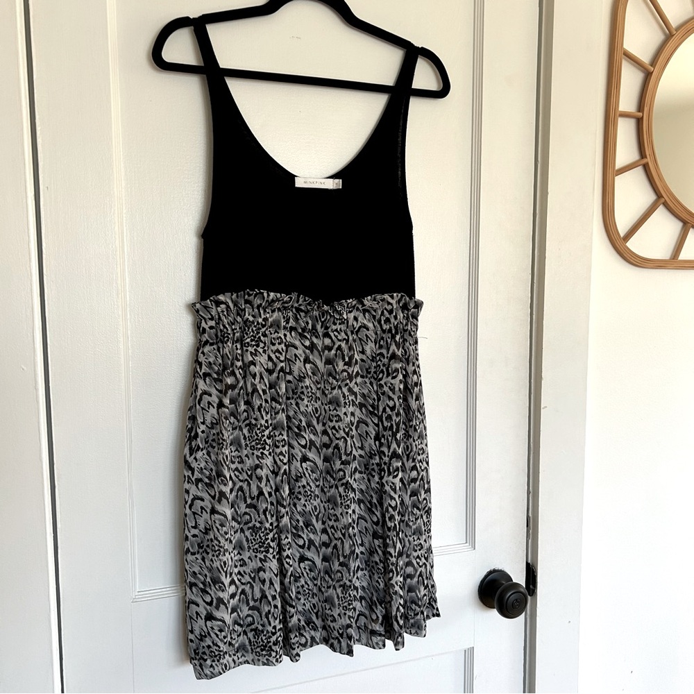 MINKPINK Gray and Black Cheetah Tank Dress